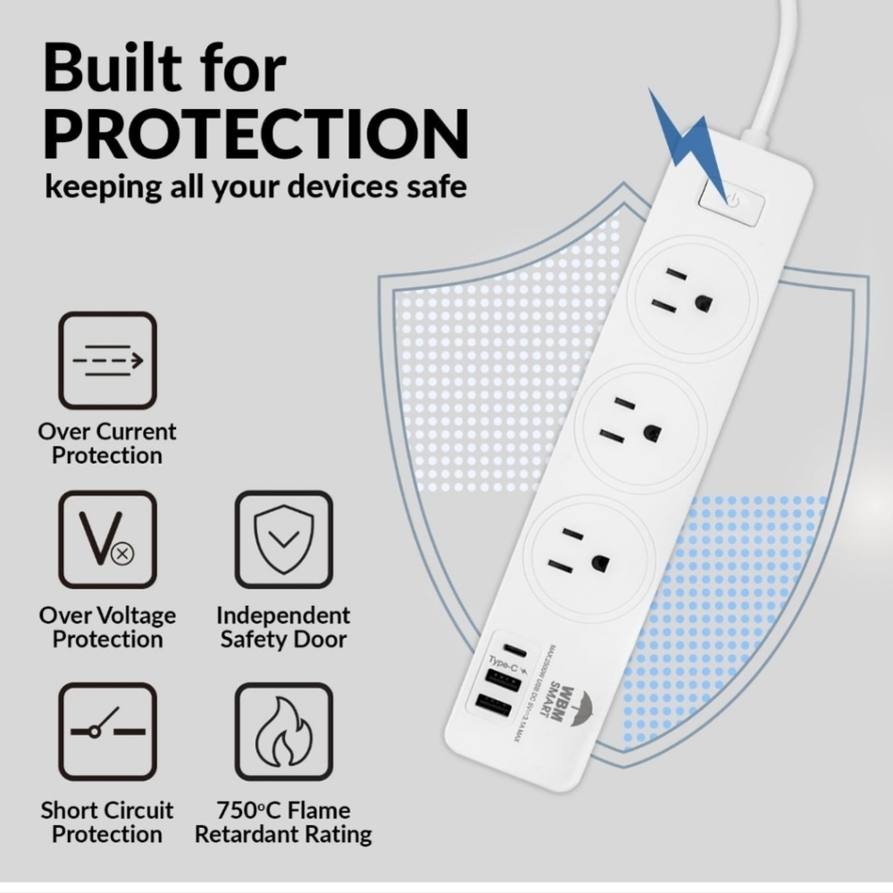 2 Power Strip 5.9 ft 10 A - Extention Cord - Picture 5 of 8